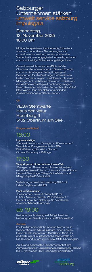 Einladung zur Impulsgala2025 am 13. November 2025 © uss_wsa