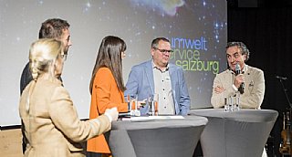 vlnr.:Margit Kapfer (EY denkstatt),Walter Kreisel (neoom),Peter Pritz (Albus) und Herbert Stranzinger(Stiegl-Gut Wildshut) beim Unternehmer:innen-Talk © uss_neumayr